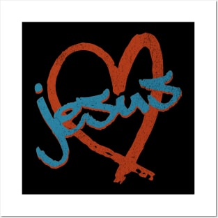 I Love Jesus Vintage 80's & 90's Brown and Blue Posters and Art